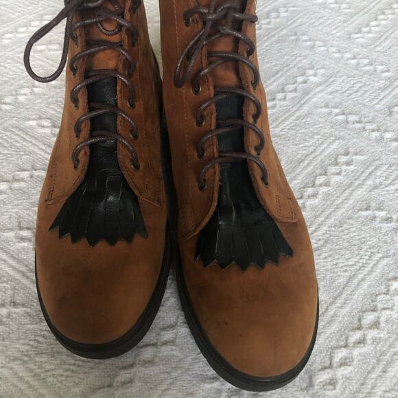VTG 80s Red Wing Lace-Up Ankle Boots Brown Suede Leather Fringe Kiltie USA 7B - Picture 9 of 15